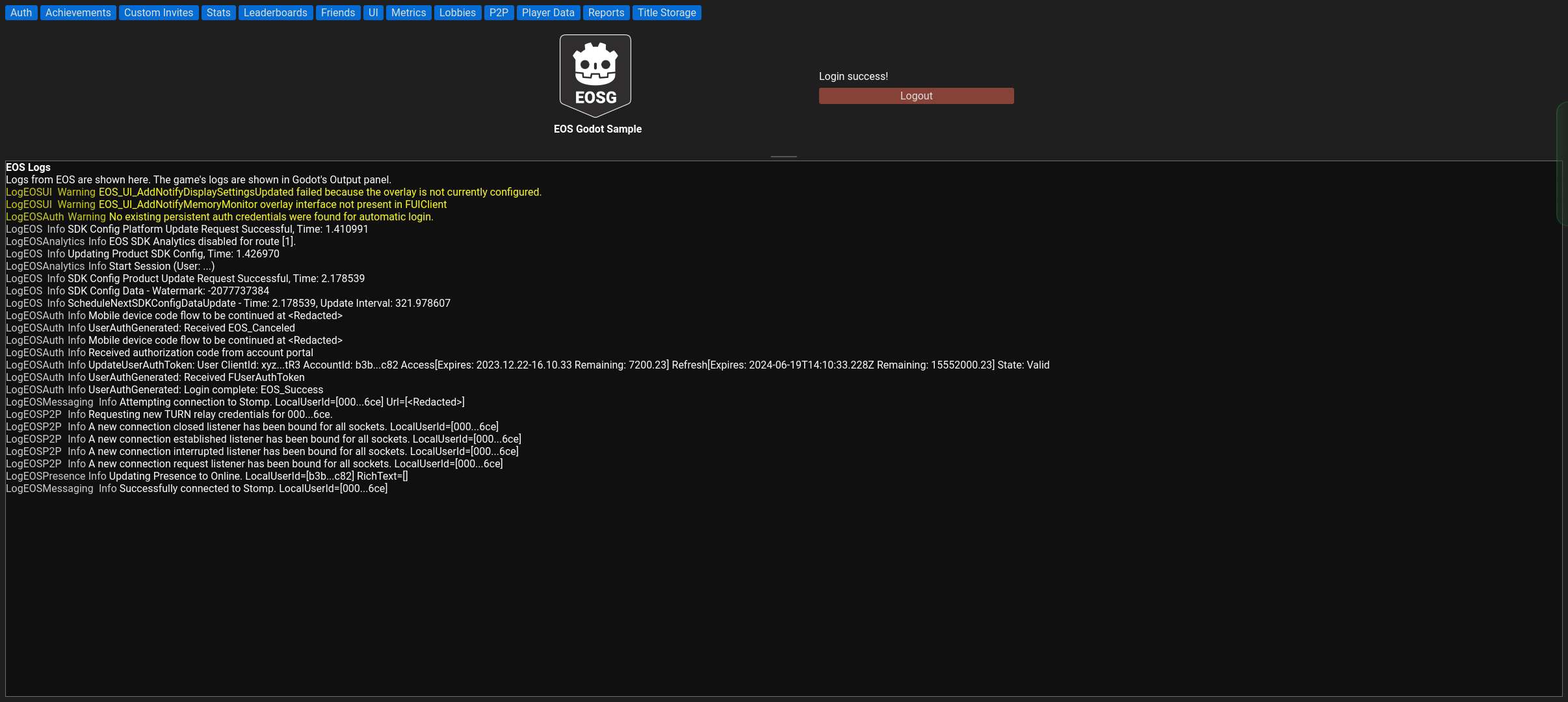 Android Auth Success Screenshot